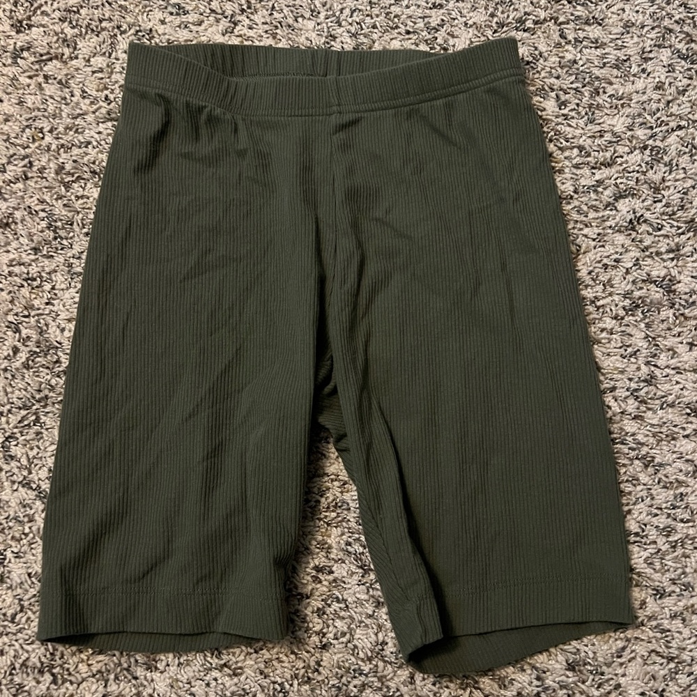 Ribbed Green Bike Shorts